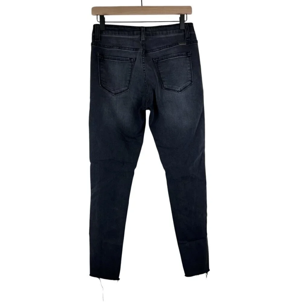 Kancan Black Distressed Studded Raw Hem Ankle Skinny Jeans